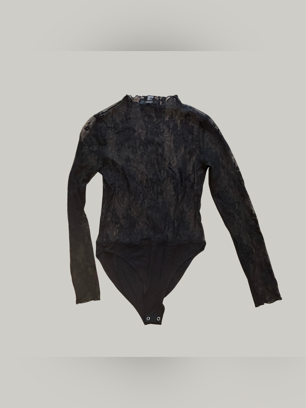 EUC Floral Sheer Lace Long Sleeve Bodysuit